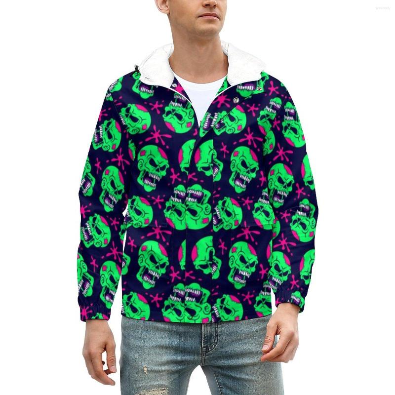 

Men' Jackets Neon Zombie Skull Winter Abstract Print Kawaii Thick Casual Coats Men Zipper Outdoor Windbreak Custom Big Size Jacket, Style-3