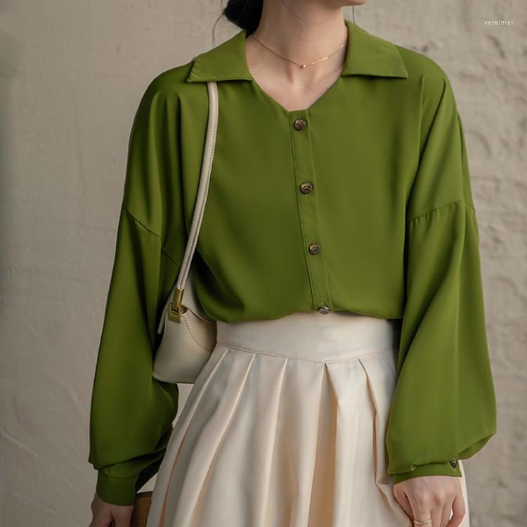 

Women' Blouses OL Fashion Elegant Formal Chiffon Blouse 2022 Retro Autumn Women Turn Down Collar Long Sleeve Office Workwear Loose Shirt, Photo color