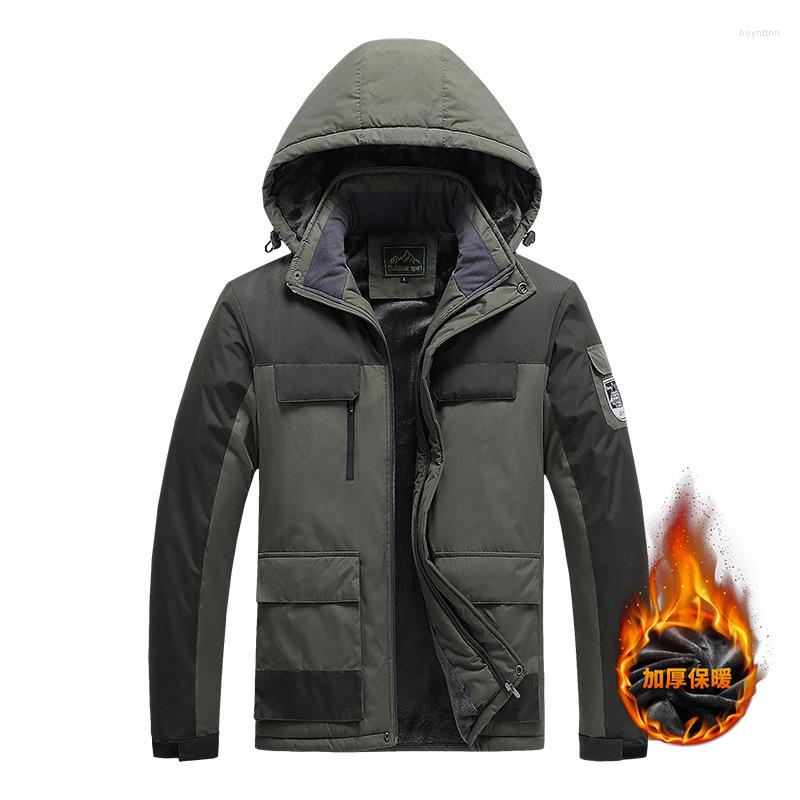 

Men's Down Outdoor Men Parka Autumn Winter Thicken Warm Cotton Hooded Coat Windbreak Fur Hiking Jacket Plus Size -9XL Chaqueta Hombre, Black