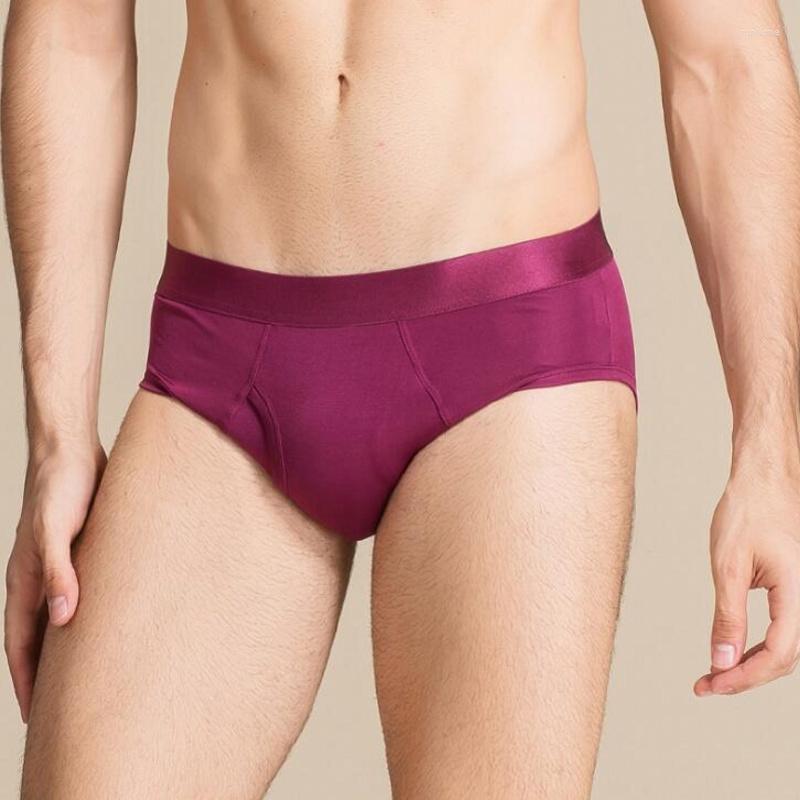 

Underpants Men's Real Silk Briefs Panties Underwear Lingerie  XL 2XL 3XL 1064, Coffee
