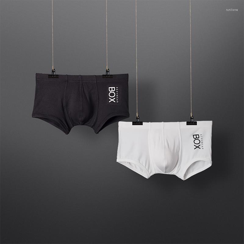 

Underpants ORLVS Mens Solid Color Breathable Cotton Boxers Tight Cock Lingerie For Men Male Underwear Sport Short Pants Trend, Black