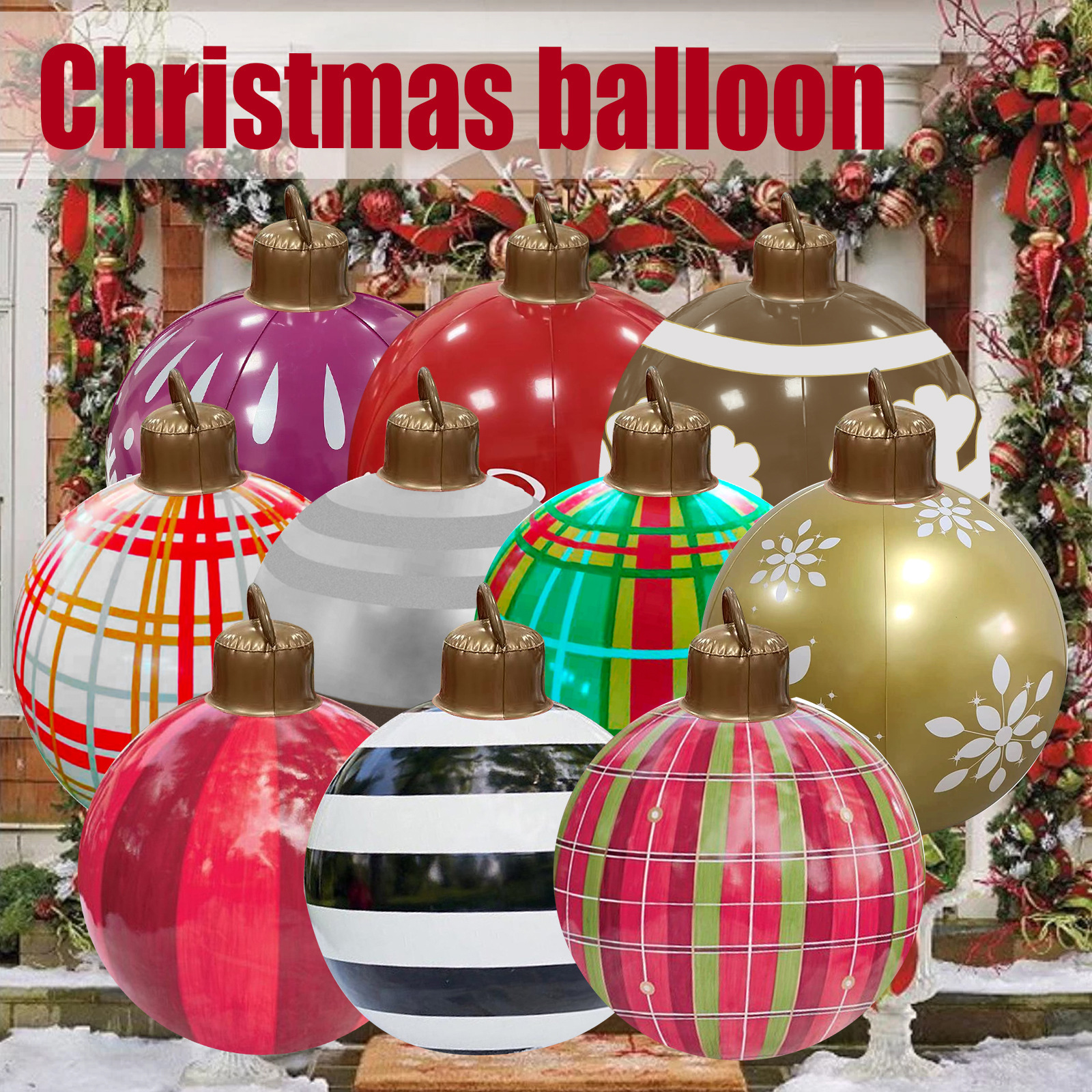 

Inflatable Christmas Ball PVC Plastic Christmas Tree Baubles Outdoor Party Decor