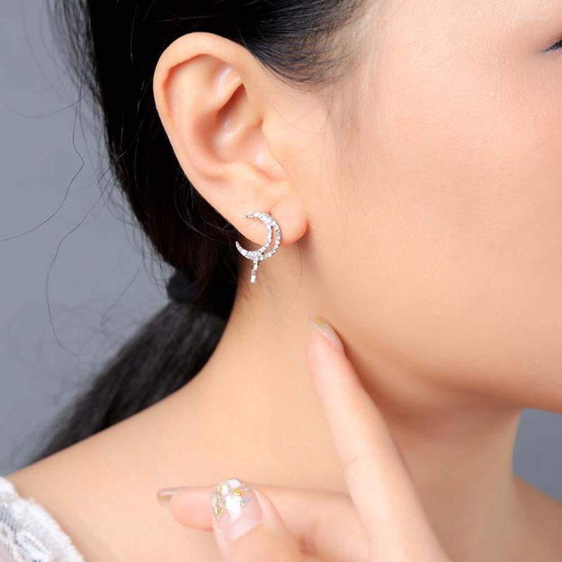 

Dangle Earrings Korean Style Fashion Diamond-Studded Dangling Star And Moon Temperament Versatile Ladies Luxury Design Pendant