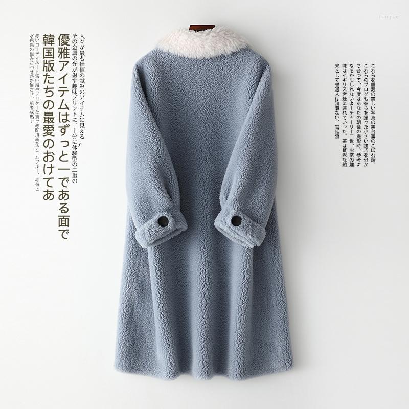 

Women' Fur AYUSNUE 2022 Women' Coat Long Winter Jacket Women Sheep Shearing Korean Wool Coats Chaqueta Mujer Y007 KJ3052, White