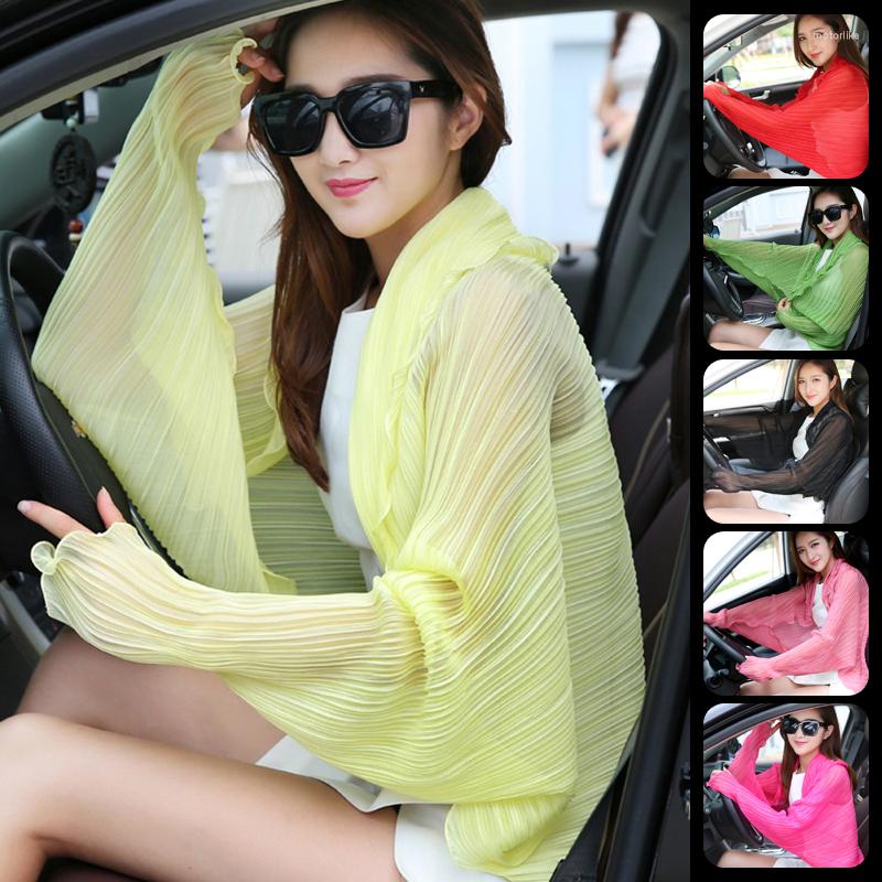 

Scarves Women Summer Sheer Chiffon Cardigan Bolero Sun Protection Shawl Soft Yarn Breathable Cape Beach Wraps Shrug Tops