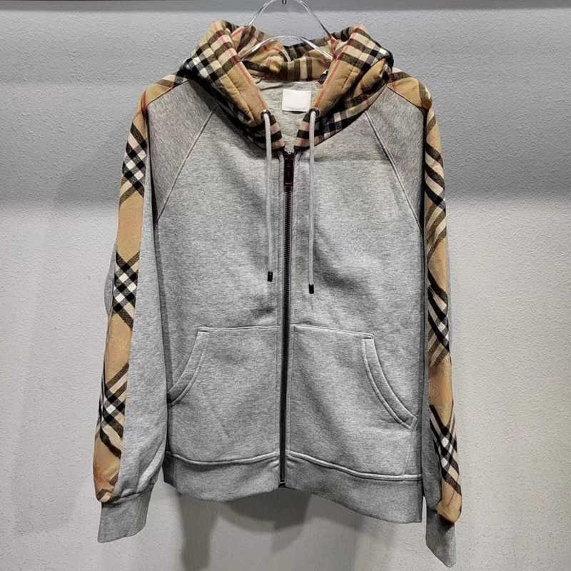 

Bby designer hoodie mens sweatshirt Tb lattice hoody men women hooded sweater Zipper Jacket Cotton hoodies Embroidered Cardigan Coat, Black 02