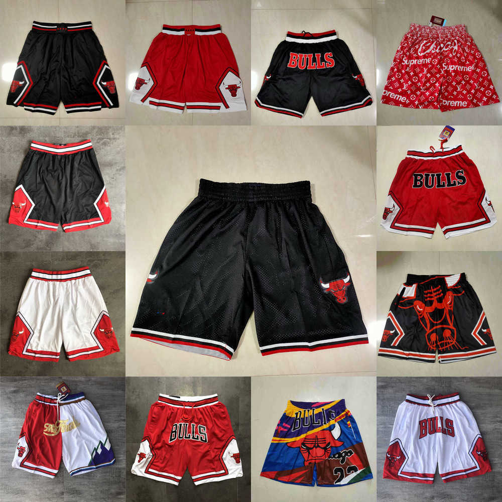 

Chicago''Bulls''men Throwback Basketball Shorts pocket red black, Color