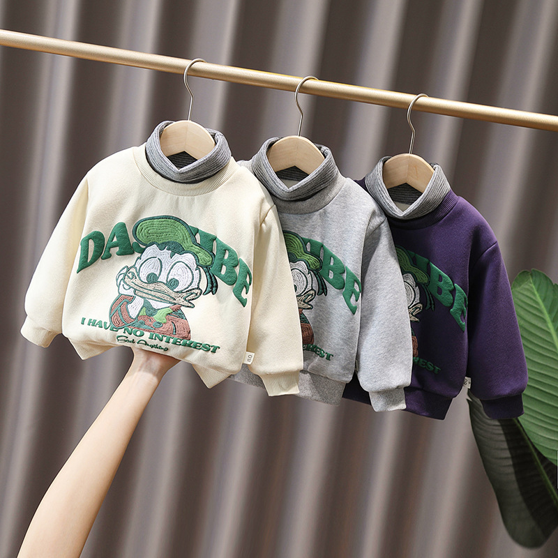 

Kids Pullover Boy Girl Clothes Autumn Winter Sweatshirt Children's Coat Plus Velvet Baby Clothes Casual Hoodies, Gray