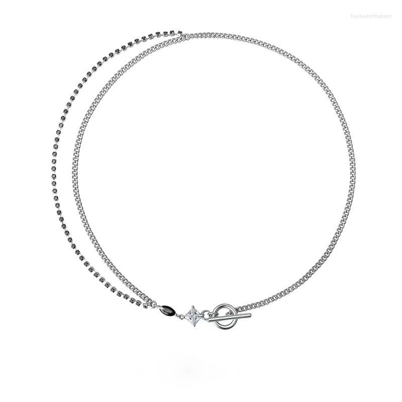 

Pendant Necklaces Hip Style Cool Necklace Black Beads Diamond Neck Chain For Men Couple Statement Choker