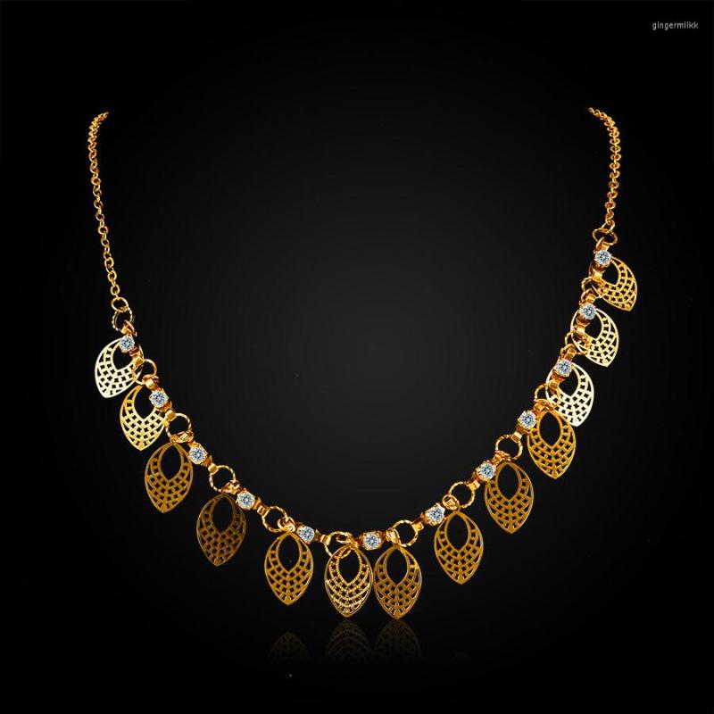 

Choker African Costume Fashion Gold Color Austrian Crystal Necklace For Women Statement Charm Jewelry Prom Necklaces