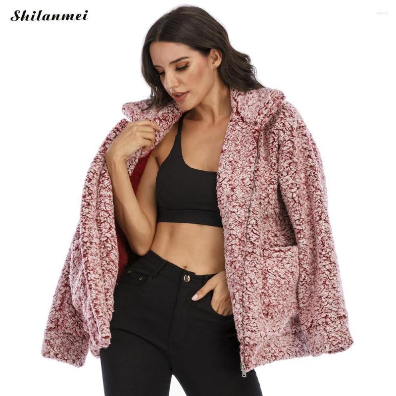 

Women' Fur Solid Color Women Teddy Coat Winter Zipper Thick Casual 3XL Faux Jacket 2022 Elegant Female Overcoat Outfits, Khaki