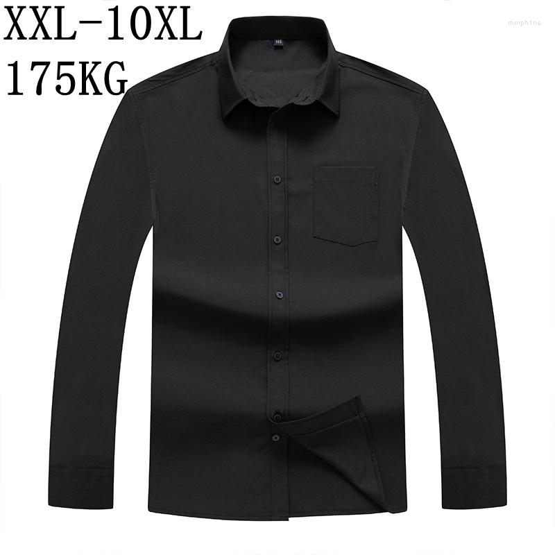 

Men's Dress Shirts 7XL 10XL 8XL 2023 Business Oversize Mens Shirt Long Sleeve Formal Loose For Men Brand Clothes Casual Camisa Masculina, Black