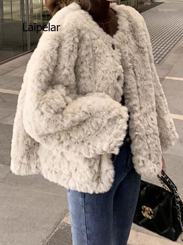 

Women' Fur Women' Fake Jacket Korean Short For Fall And Winter 2022, Beige