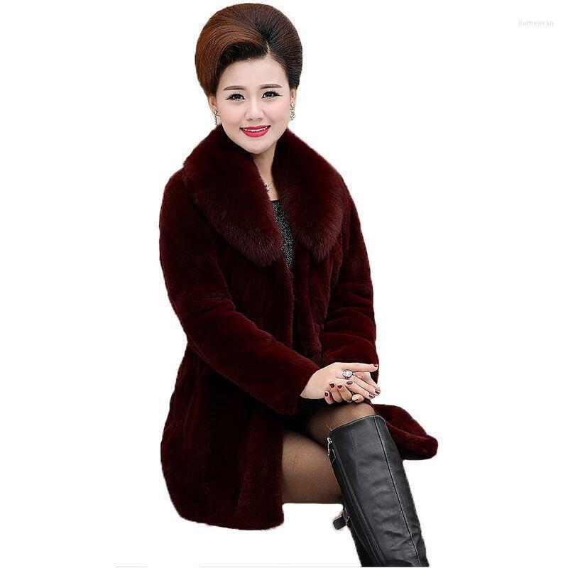 

Women's Wool Women Thin Lamb Velvet Coat 2022 Mother Winter Thickened Imitation Fur Collar Particle Jacket A427, Black