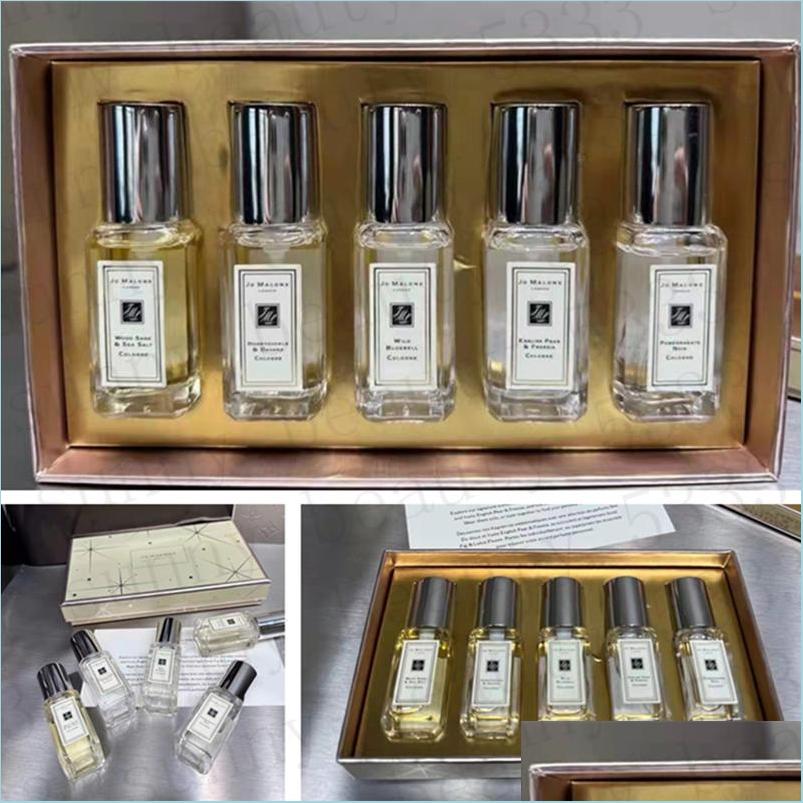 

Perfume Bottle Sales Newest Beauty Per Unisex Jo Malone Set 5Pcsx9Ml English Pear Wild Bluebell Cologne Fragrance 5In1 Box Suit For Dhe0N