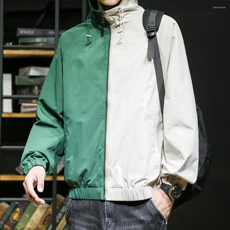

Men's Jackets Men Windbreaker Windproof Color Matching Stand Collar Patchwork Warm Casual Elastic Cuff Plus Size Outdoor Coat For Daily Wear, Black