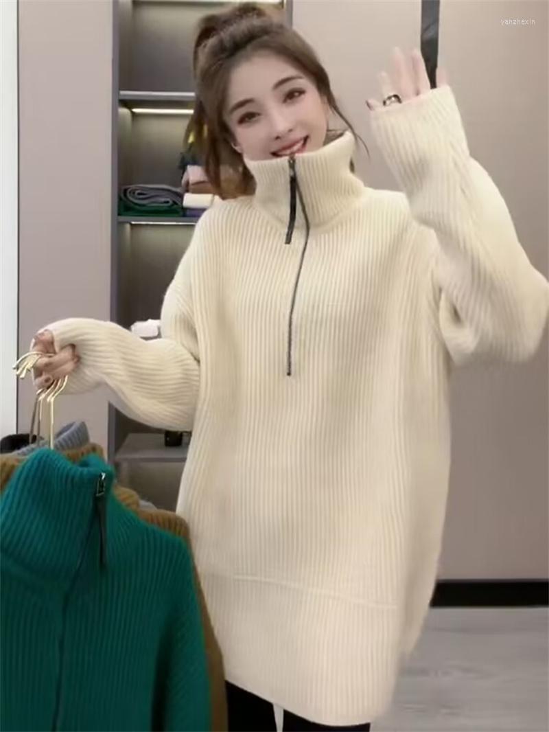 

Women' Sweaters Turtleneck Women Black Beige Gray Sweater Oversized Casual Loose Kintted Pull Femme Long Sleeve Top Jumper