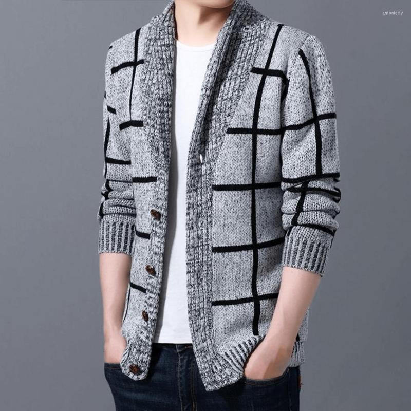 

Men's Sweaters Men Sweater Coat Stylish Patchwork Lapel Soft, Blue