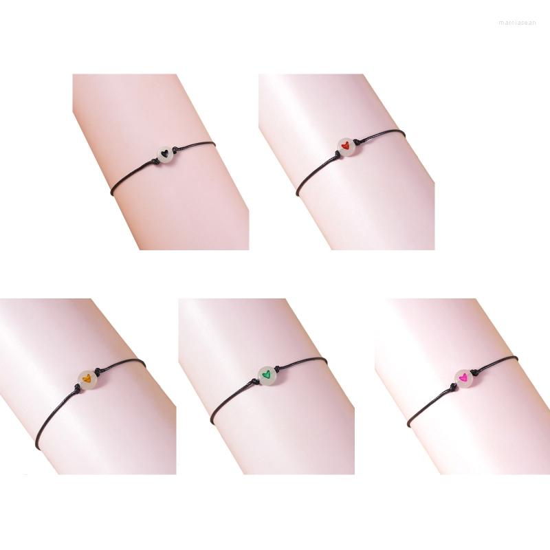 

Anklets Acrylic Friendship Anklet Luminous Heart Bead Black Rope Braided For Girl