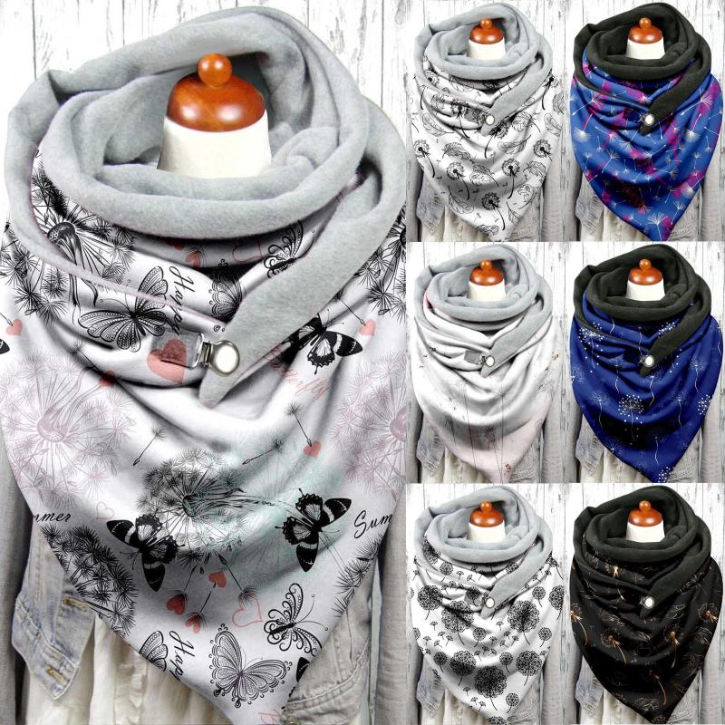 

Scarves Winter Fashion Button Scarf For Ladies Soft Neck Wrap Vintage Multi-Purpose Casual Warm Shawls Femme Hijab