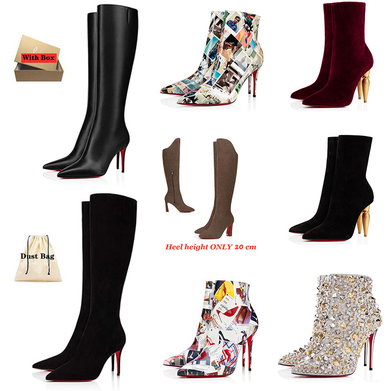 

with box pumps red bottoms boots women lipstick high heels designer pointed toe over the knee leather boot platform new season booty delicate bottom booties, C10