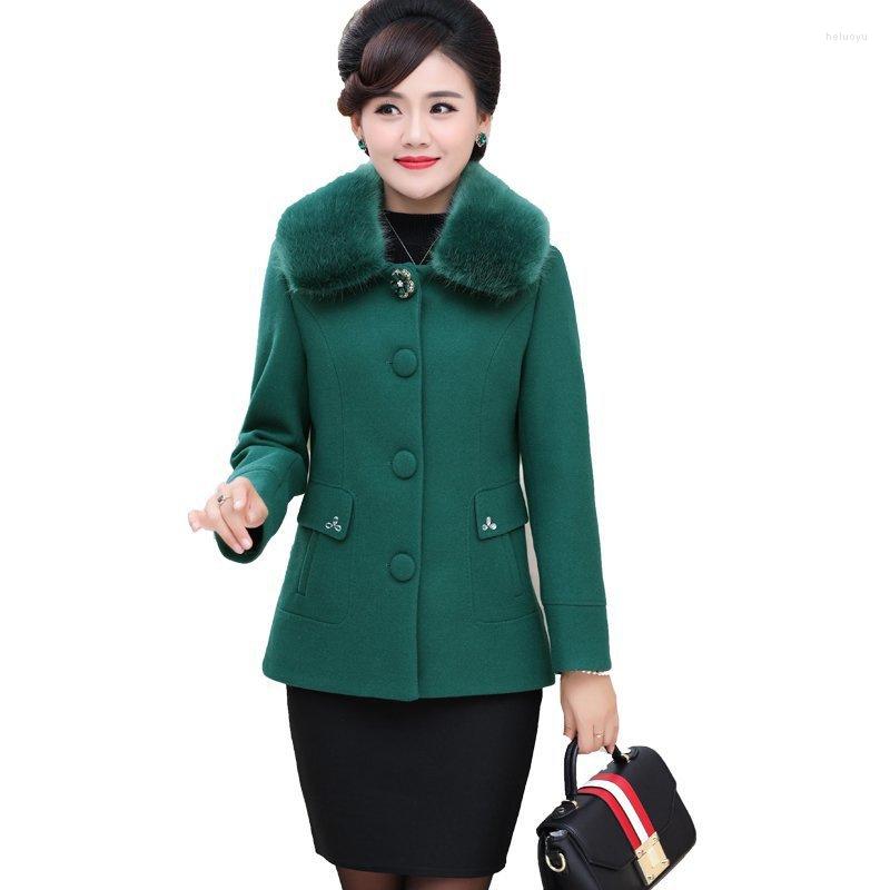 

Women's Wool 2022 Autumn Winter Middle-aged Women's Woolen Coat Short Female Lapel Single-Breasted Elegant Ladies Jackets, Purple 2