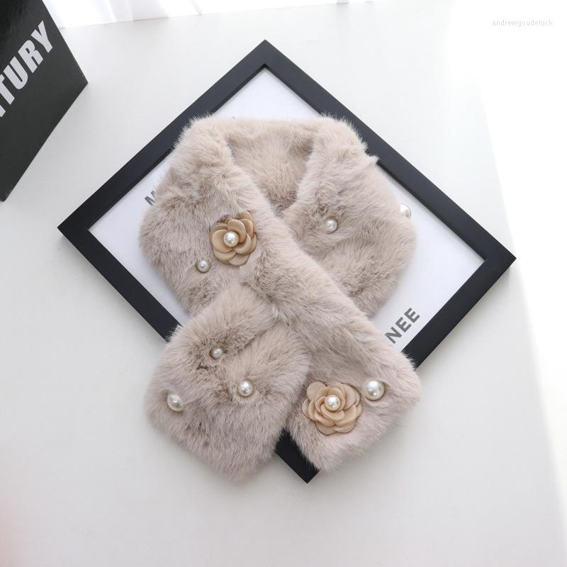 

Scarves Fake Fur Collar Scarf Women Keep Warm Thickening Sjaal Flower Print Winter Autumn D290