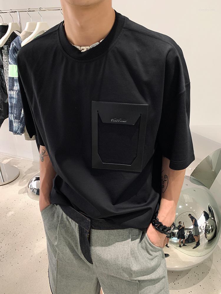 

Men's T Shirts Daily Man Summer Casual Short Sleeve T-Shirt Chest Pocket Designsolid Color 2023 Round Neck Male Tops 2A5502, Black