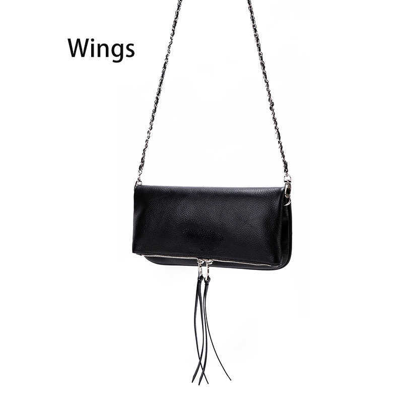 

Women Crossbody Bag Messenger Shoulder Bags Wing Decoration For Pu Leather Chain Ladie Mirror Quqlity 221101, Dark grey