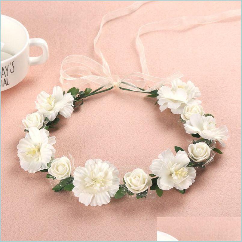 

Headpieces 6 Colors Adt Kids Irregar Faux Rose Flower Headpieces Girls Bridal Wedding Gradient Colored Wreath Crown Mesh Headpiece D Dhsc7