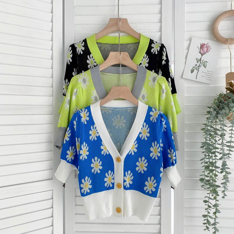 

Women's Knits Women's Sweet Jacquard Cardigan Sweater Spring Vintage Single-Breasted Short Knitwear Tops Long Sleeve V-Neck Knitting, Black