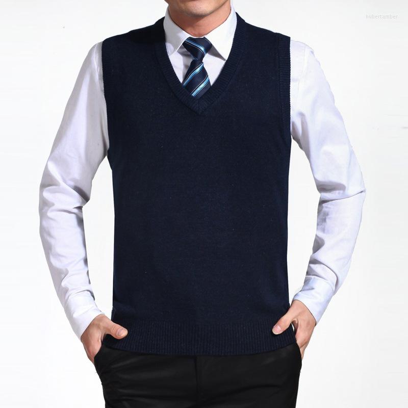 

Men' Vests Knitted Sweater Men Fashion Vest Casual Vintage Wool Pullover Mens V-Neck Sleeveless Clothing Plus Szie 3XL, Black