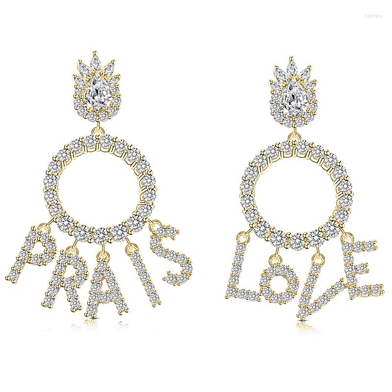 

Dangle Earrings Exquisite And Temperament Letter Copper Zircon Fashion Pendant Girlfriend Gift Party High Quality