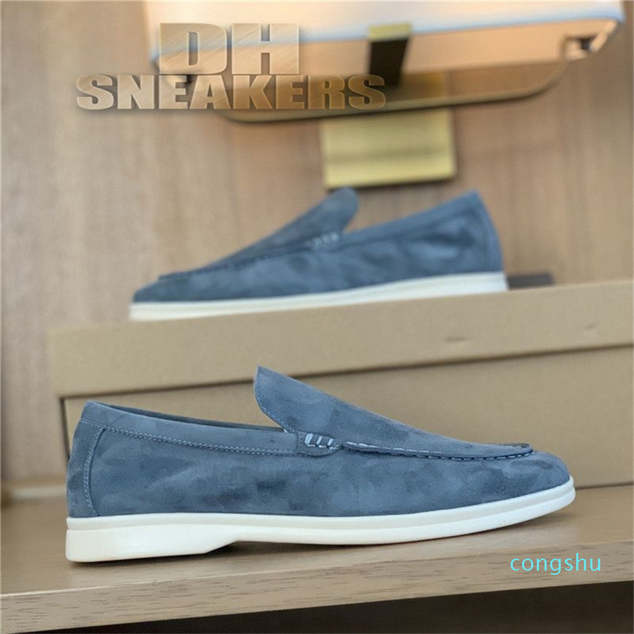 

Mens Womens Loafers Causal Shoes Fashion Genuine Leather Suede Mmtal Lock Slip-On Multicolor Massage Sole Platform Sneaker Outdoor Plate-Forme, Color 1
