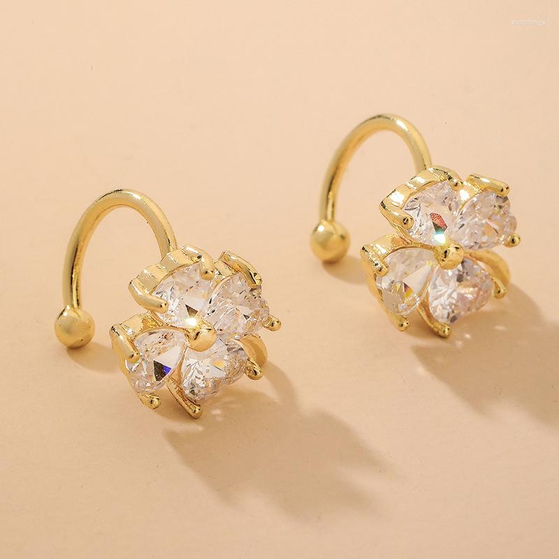 

Backs Earrings Fashion Flower No Pierced Ear Bone Clip European And American Ins Simple Compact Four Petal Beautiful