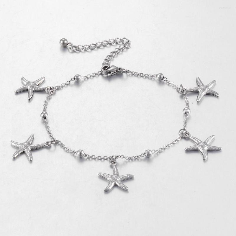 

Anklets Ladies Fashion Anklet Stainless Steel Five-pointed Star Pattern High Quality Jewelry Length 21cm 5cm Extension Chain