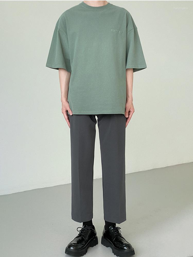 

Men's T Shirts Embroidery Letter Cotton Wool Short Sleeve Men's T-shirt Summer Loose 2023 Versatile Round Neck Male Tops, Gray