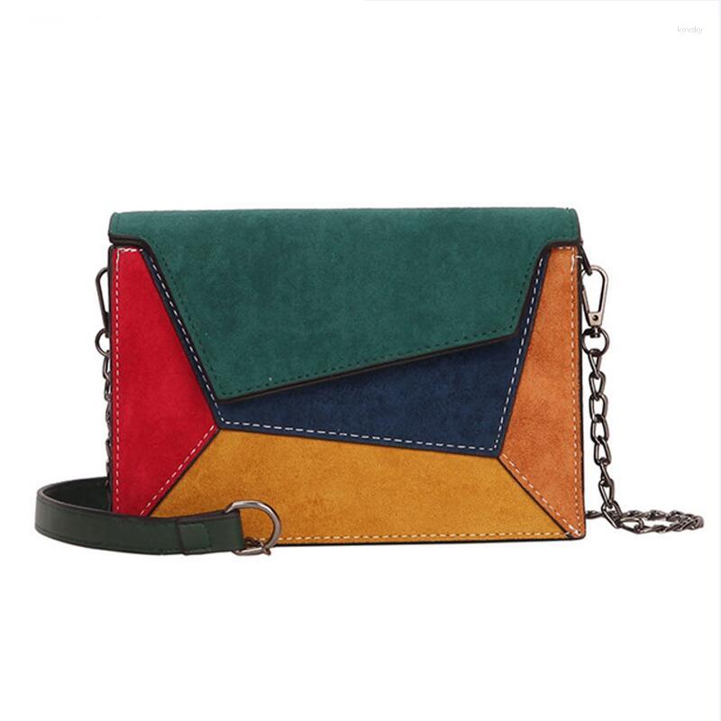 

Evening Bags Fashion Leather Patchwork Women Messenger Bag Female Chain Strap Shoulder Small Criss-Cross Ladies' Flap, Black