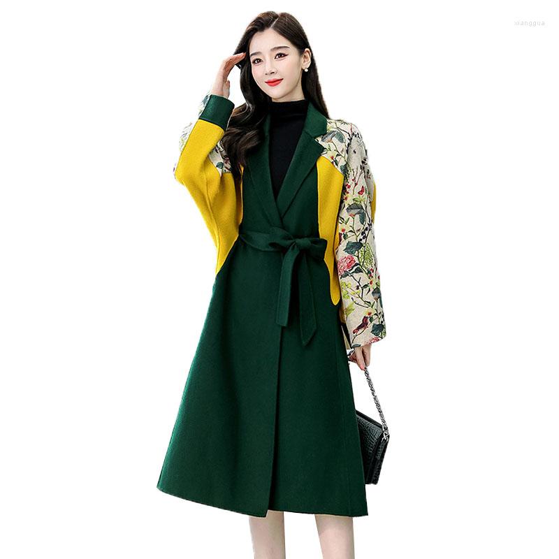 

Women's Wool High-End Women Coat Autumn Winter Korean Temperament Slim Long Woolen Female Fashion Elegant Outwear R726, Black