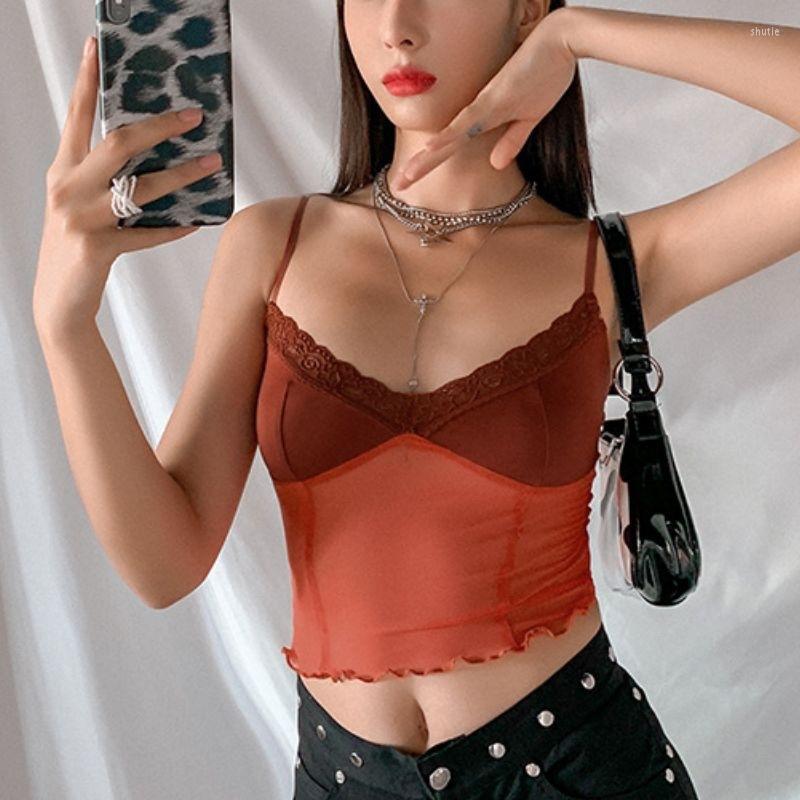 

Women' Tanks Women Vintage Lace Y2k Tops Tee Sexy Bodycon Camis See Through V Neck Crop Top Summer Fashion Harajuku Sleeveless Cropped, 7005