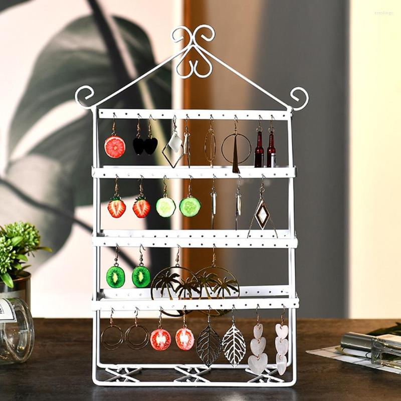 

Jewelry Pouches 4 Layer 112 Holes Hold Up To 56 Pairs Stud Earring Double-side Holder Stand Women Display Rack Shelf Metal