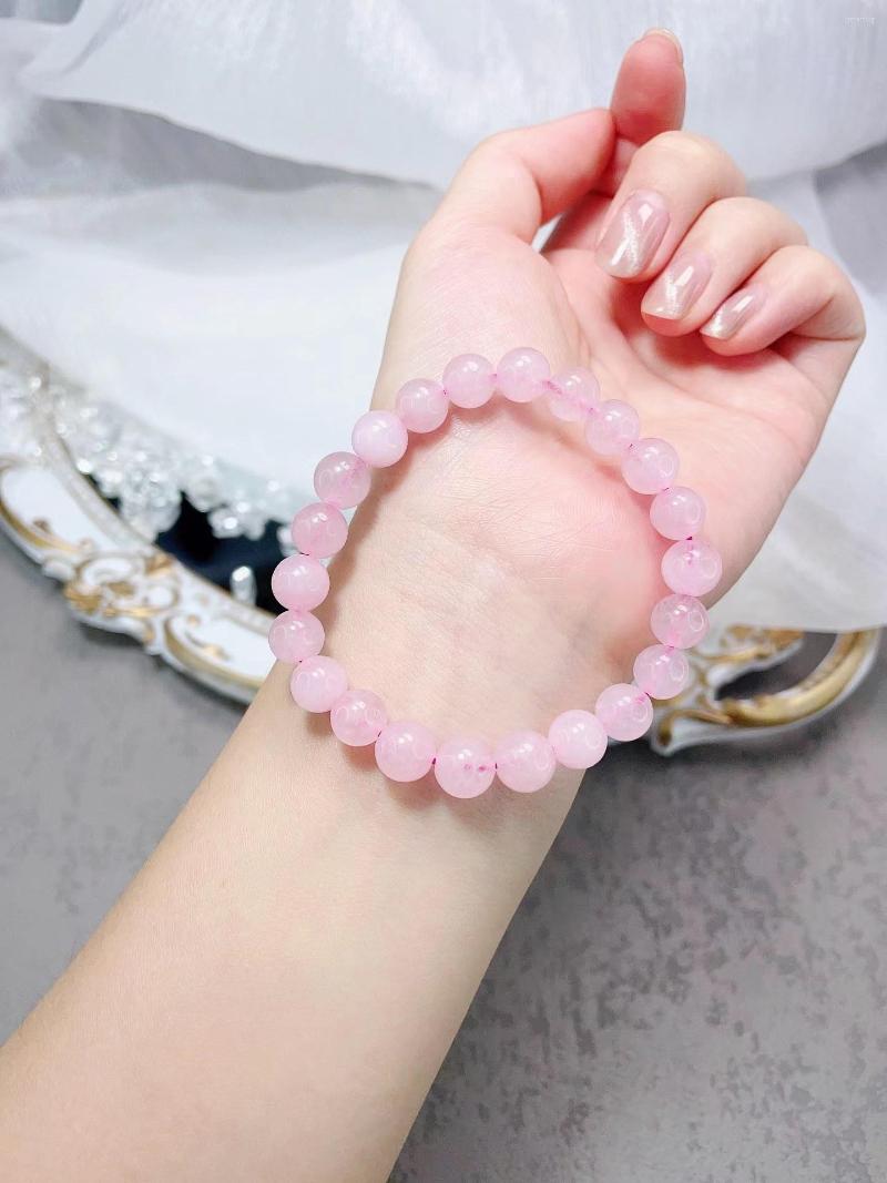 

Strand Pink Bracelet Natural Stone Healing Energy Crystal Bracelets Grace Charm Round Chain Beads Accessories For Women Cadeau Femme