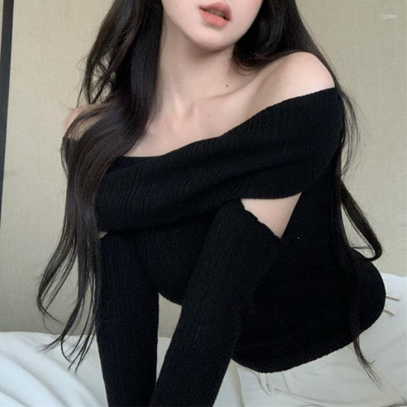 

Women's Sweaters 2022 Winter For Women Korean Style Retro Warm Soft Cashmere Removable Sleeves Sweater Long-sleeved Slim Pullover Tops, Black