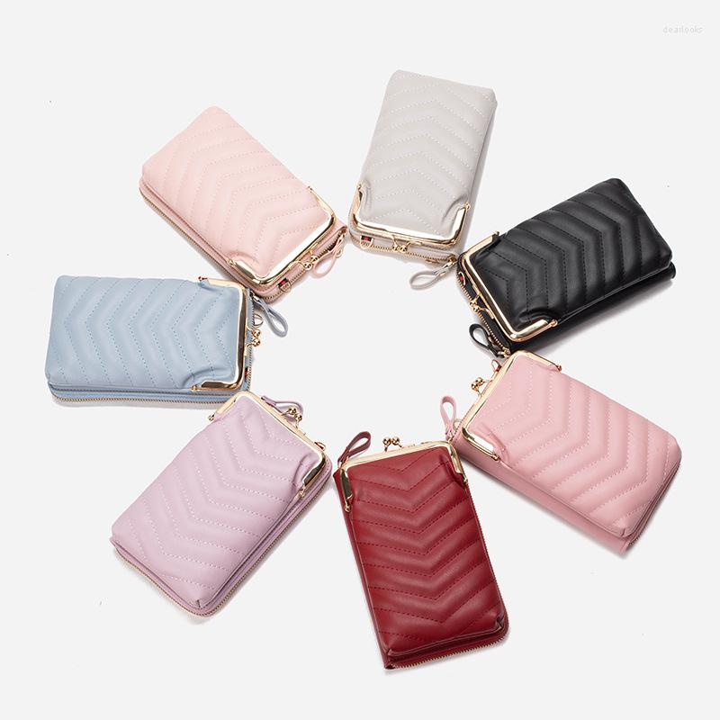 

Evening Bags Fashion Ladies Messenger Bag Simple Temperament Multi-function Large-capacity Solid Color Vertical Mobile Phone, Black
