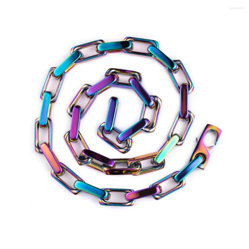 

Chains Hip Hop Stainless Steel Glossy Dazzling Multicolor Color Necklaces For Women Men Fashion Rapper Jewelry Gifts