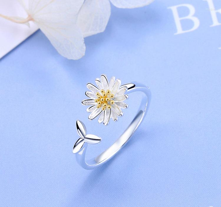 

Wedding Rings Vintage Retro Adjustable Daisy Flower Ring Open Female Geometric Accessories Personality Jewelry For Women