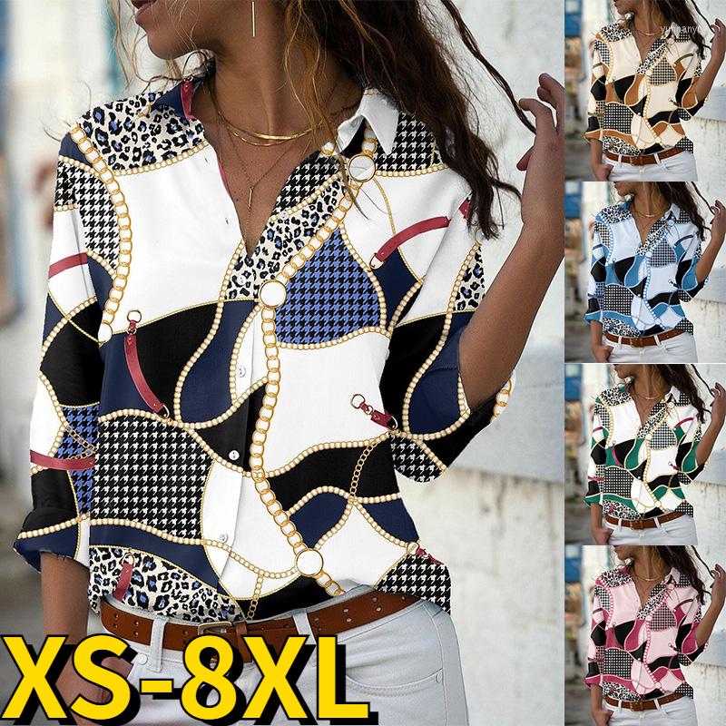 

Women's Blouses 2022 Women's Design Print Long Sleeve Winter Autumn V-Neck Fashion Tops Elegant Shirt Elegance Button Clothing, Green