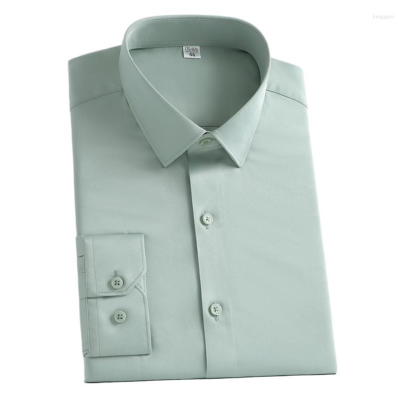 

Men's Dress Shirts Men's Long Sleeve No Pocket Solid Business Casual Elastic Soft Silky Non-iron Anti-Wrinkle Smooth Slim Shirt 5XL, Navy 21