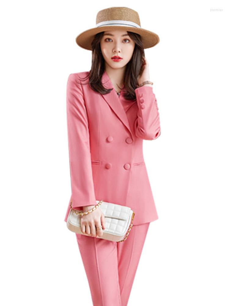 

Women' Two Piece Pants Pink Suit Lady Office Clothing For Woman, Black blazer pant
