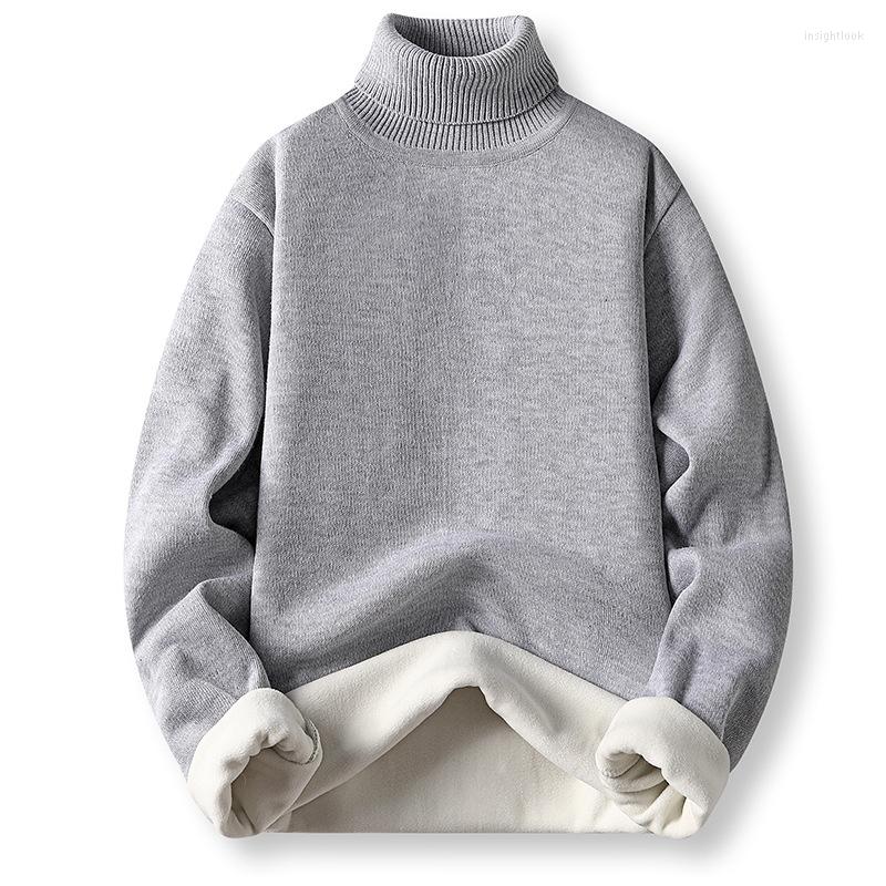

Men's Sweaters Style High Neck Sweater Loose Autumn And Winter Plush Thickened Knitwear Korean Fashion Men's Underneath Base Coat M-4XL, Half collar red